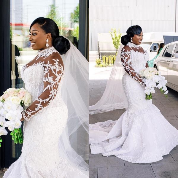 gorgeous mermaid high neck 2023 wedding dresses long sleeve beading lace bridal gowns sweep train vestidos de novia, White
gorgeous mermaid high neck 2023 wedding dresses long sleeve beading lace bridal gowns sweep train vestidos de novia, White