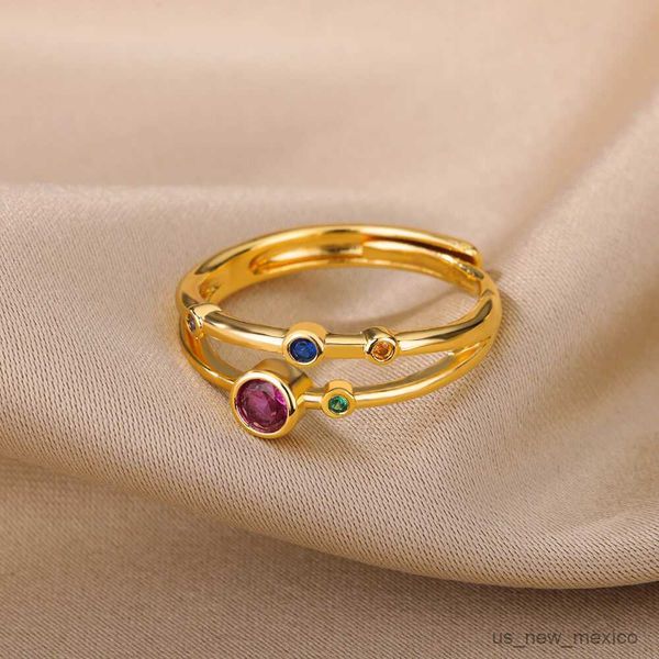band rings colorful round zircon rings for women adjustable double layered stainless steel ring wedding jewelry mujer r230719, Silver
band rings colorful round zircon rings for women adjustable double layered stainless steel ring wedding jewelry mujer r230719, Silver