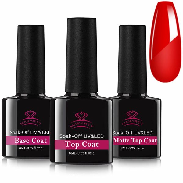 nail treatments makartt 8ml matte coat and high gloss gel bottom coat set - no wipe coat gel nail polish matte finish 230718