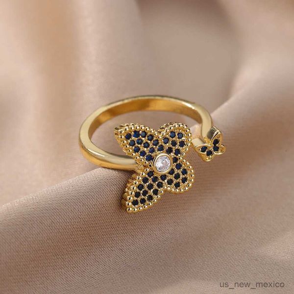 band rings zircon butterfly opening rings for women stainless steel adjustable finger ring fashion wedding jewelry mujer r230719, Silver
band rings zircon butterfly opening rings for women stainless steel adjustable finger ring fashion wedding jewelry mujer r230719, Silver
