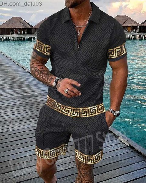 men's sleepwear 2023 men's 3d black dot print summer short sleeve polo shirt track wear fashion zip polo shirt two piece set z2307, Black;brown
men's sleepwear 2023 men's 3d black dot print summer short sleeve polo shirt track wear fashion zip polo shirt two piece set z2307, Black;brown