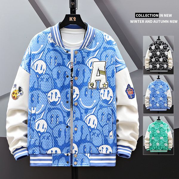 men s jackets embroidered combination patch bomber jacket spring smiling face baseball clothes trendy style youth fashion couple coat 230719, Black;brown
men s jackets embroidered combination patch bomber jacket spring smiling face baseball clothes trendy style youth fashion couple coat 230719, Black;brown