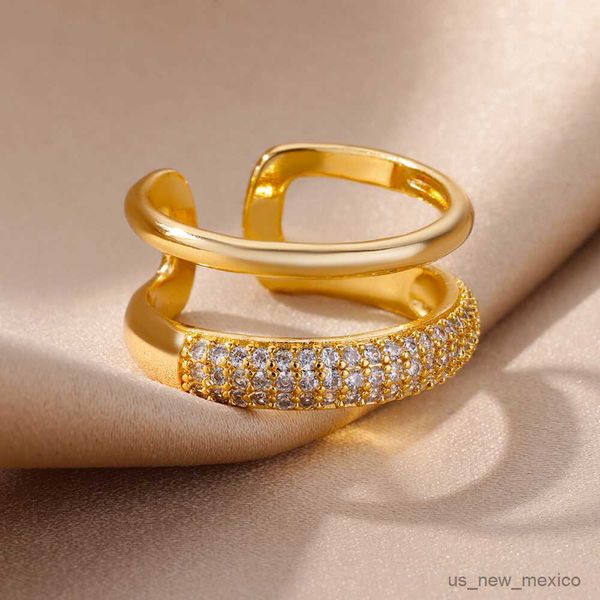 band rings zircon round double layer ring for women gold plated adjustable stainless steel wedding ring luxury jewelry gift 2023 r230719, Silver
band rings zircon round double layer ring for women gold plated adjustable stainless steel wedding ring luxury jewelry gift 2023 r230719, Silver