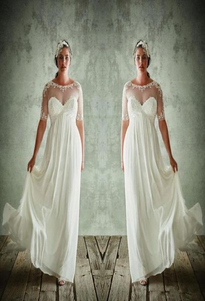 2020 new plus size wedding dresses with half sleeves sheer jewel neck a line lace appliqued bridal gowns chiffon empire waist wedd9100994, White
2020 new plus size wedding dresses with half sleeves sheer jewel neck a line lace appliqued bridal gowns chiffon empire waist wedd9100994, White