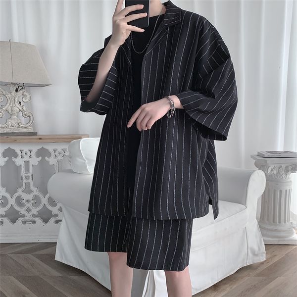 men's tracksuits summer shorts suit korean loose shirt striped sportswear short sleeved elastic band waist oversized clothing5xl 230719, Gray
men's tracksuits summer shorts suit korean loose shirt striped sportswear short sleeved elastic band waist oversized clothing5xl 230719, Gray