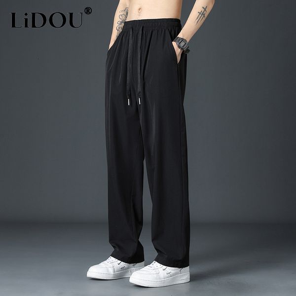 men's pants 2023 summer solid color fashion loose comfortable straight man elastic waist drawstring pockets street wide leg trouse 2307, Black
men's pants 2023 summer solid color fashion loose comfortable straight man elastic waist drawstring pockets street wide leg trouse 2307, Black