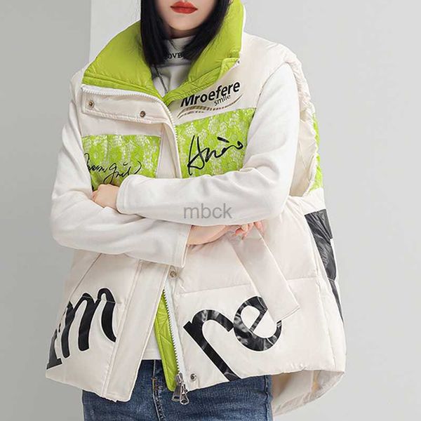 women's down parkas 2022 down vest jacket women autumn winter patchwork letter print stand collar white duck down waistcoat lady outerw, Black
women's down parkas 2022 down vest jacket women autumn winter patchwork letter print stand collar white duck down waistcoat lady outerw, Black