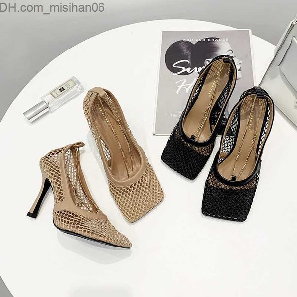 sandals vintage square toe stretch pumps women gold chain high heels shoes women air mesh designer women's shoes z230803, Black
sandals vintage square toe stretch pumps women gold chain high heels shoes women air mesh designer women's shoes z230803, Black