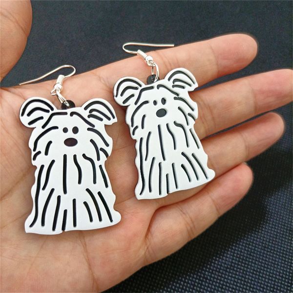 cute dog dangle earrings for women original and funny acrylic white and black hollow out fashion jewelry accessories, Silver
cute dog dangle earrings for women original and funny acrylic white and black hollow out fashion jewelry accessories, Silver