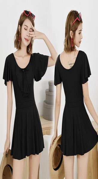 solid color one piece swimsuit with lace neckline sleeve flat skirt conservative belly covering style3699656
solid color one piece swimsuit with lace neckline sleeve flat skirt conservative belly covering style3699656