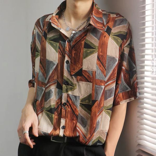 men's casual shirts 2023 summer vintage short sleeved for men geometric print loose beach hawaiian fashion floral shirt streetwear 2307, White;black
men's casual shirts 2023 summer vintage short sleeved for men geometric print loose beach hawaiian fashion floral shirt streetwear 2307, White;black