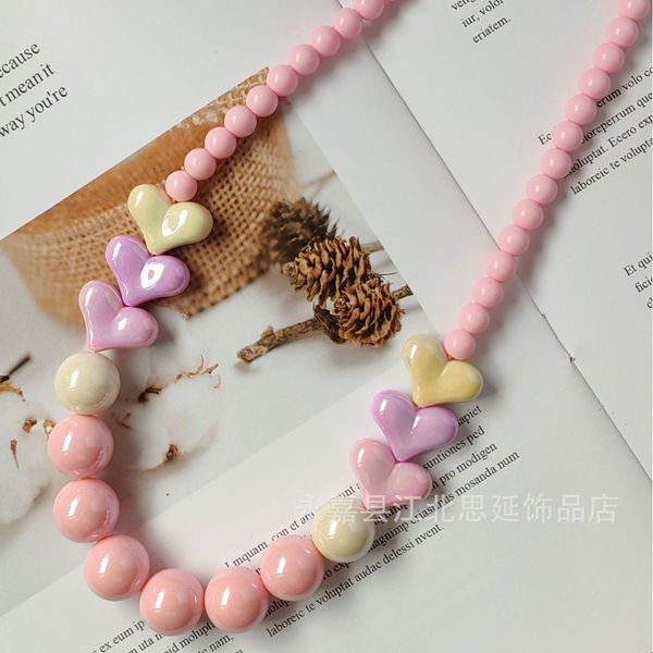 gradual love necklace accessories homemade student colorful shiny beaded acrylic jewelry, Silver
gradual love necklace accessories homemade student colorful shiny beaded acrylic jewelry, Silver