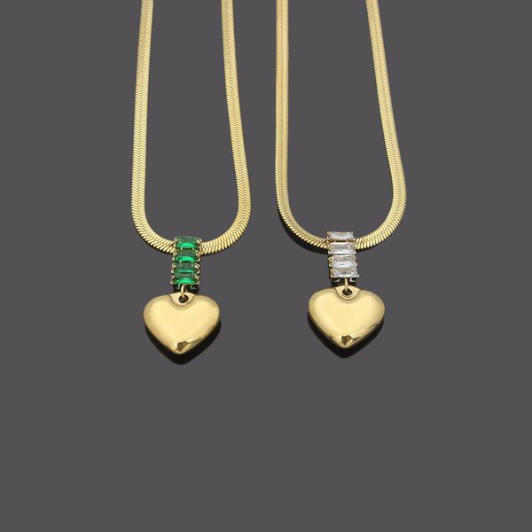 titanium steel jewelry green diamond white diamond curved peach heart pendant necklace, Silver
titanium steel jewelry green diamond white diamond curved peach heart pendant necklace, Silver