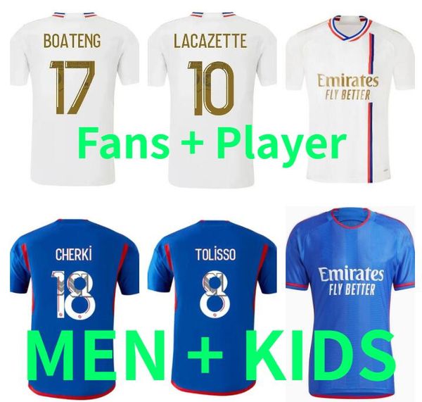 maillot de foot 2023 2024 lyon soccer jerseys .paqueta men kids set 23 24 toko ekambi cherki aouar tolisso kadewere tete football kit shirt, Black;yellow
