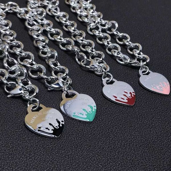 designer tiffay s925 heart brand water flower enamel lobster buckle thick chain bracelet, Black
designer tiffay s925 heart brand water flower enamel lobster buckle thick chain bracelet, Black