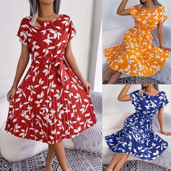 ins style spring and summer casual leaf short sleeved pleated dress womens clothing, Black;gray
ins style spring and summer casual leaf short sleeved pleated dress womens clothing, Black;gray