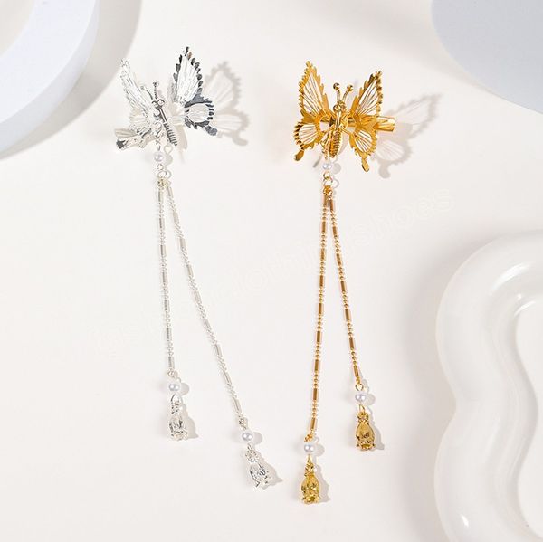 gold silver butterfly tassel hairpin elegant female butterfly side clip butterfly hairpin headdress accessories, Slivery;white
gold silver butterfly tassel hairpin elegant female butterfly side clip butterfly hairpin headdress accessories, Slivery;white