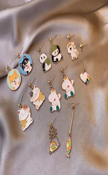 new asymmetrical earrings cute panda puppy lucky cat earrings color dripping personalized small animal earrings9321953, Silver
new asymmetrical earrings cute panda puppy lucky cat earrings color dripping personalized small animal earrings9321953, Silver