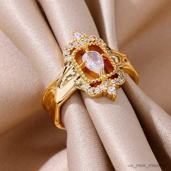 band rings luxury teardrop zircon rings for women gold color adjustable stainless steel ring new in elegant wedding jewelry mujer r230719, Silver
band rings luxury teardrop zircon rings for women gold color adjustable stainless steel ring new in elegant wedding jewelry mujer r230719, Silver