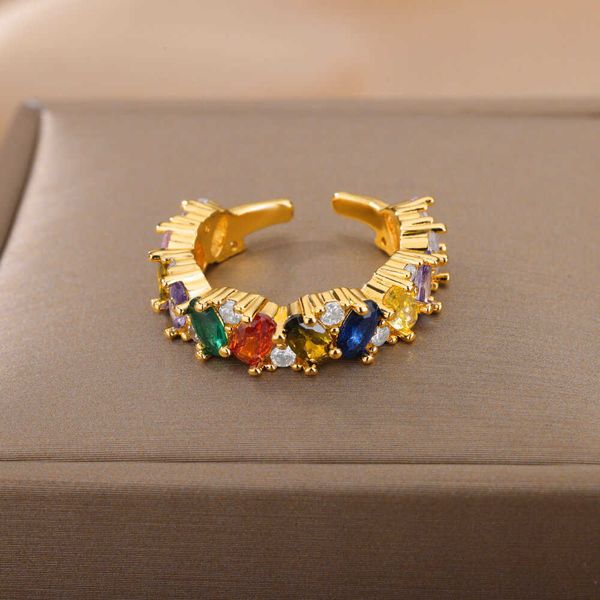 band rings colorful zircon oval rings for women stainless steel gold color adjustable finger ring wedding jewelry christmas gift r230822, Silver
band rings colorful zircon oval rings for women stainless steel gold color adjustable finger ring wedding jewelry christmas gift r230822, Silver