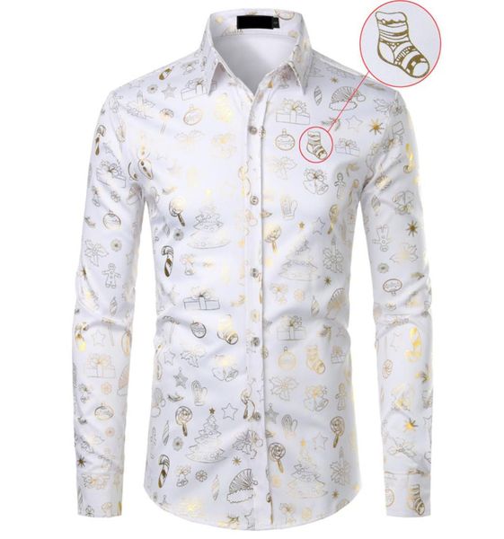 christmas shirt male funny xmas gift gold print mens dress shirts casual party prom shirt for men1039388, White;black 
christmas shirt male funny xmas gift gold print mens dress shirts casual party prom shirt for men1039388, White;black