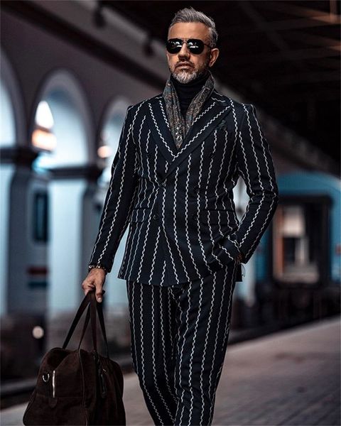 men's suits blazers 2 pieces striped black wedding ed lapel evening party prom custom made slim fit casual men tuxedos 230719, White;black
men's suits blazers 2 pieces striped black wedding ed lapel evening party prom custom made slim fit casual men tuxedos 230719, White;black