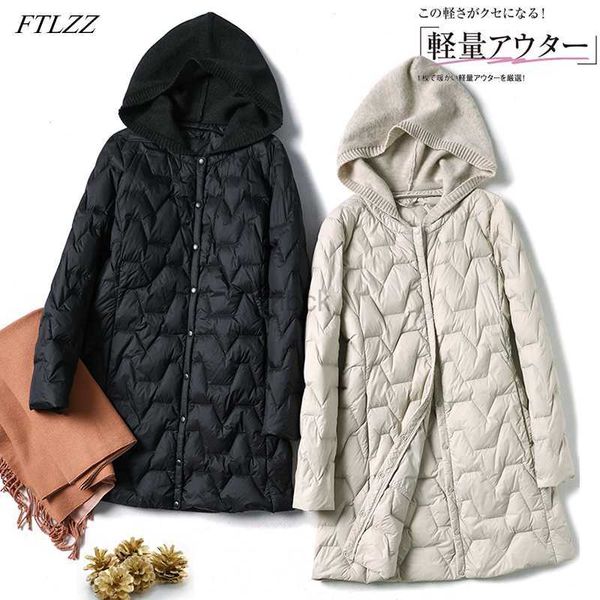 women's down parkas ftlzz winter new knitted hood midi long light feather jacket women 90% white duck down coat windproof sleeve solid, Black
women's down parkas ftlzz winter new knitted hood midi long light feather jacket women 90% white duck down coat windproof sleeve solid, Black
