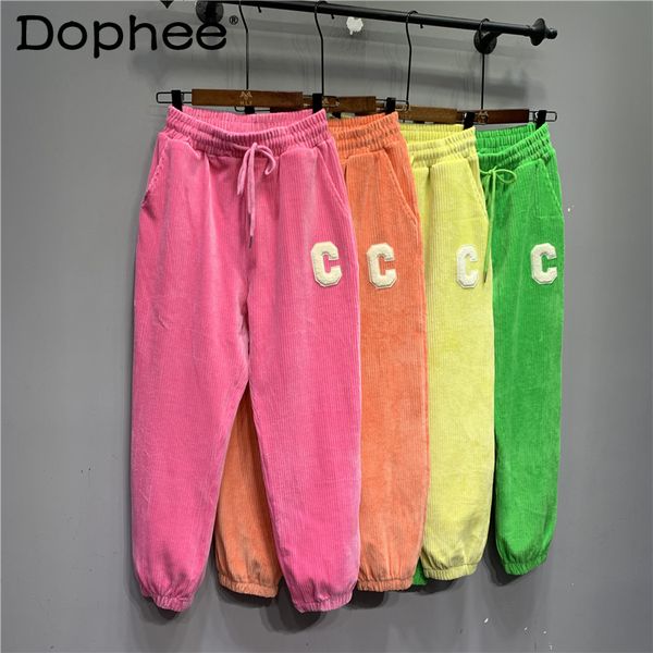 women's pants s candy color letter embroidered sweatpants korean autumn winter women loose wide leg female leisure ankle tied harem 230, Black;white
women's pants s candy color letter embroidered sweatpants korean autumn winter women loose wide leg female leisure ankle tied harem 230, Black;white