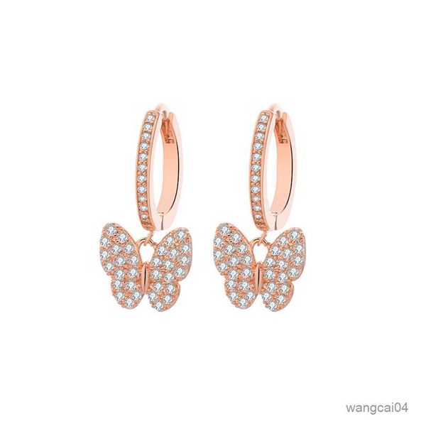 charm cubic zirconia butterfly drop earrings gold plated elegant earrings for women party wedding gift fashion jewelry new trendy r230719, Golden