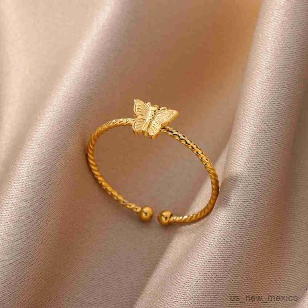 band rings stainless steel butterfly rings for women 2023 trending gold plated finger ring new in luxury couple wedding jewelry r230719, Silver
band rings stainless steel butterfly rings for women 2023 trending gold plated finger ring new in luxury couple wedding jewelry r230719, Silver