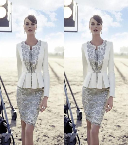 carla ruiz 2019 mother of the bride dresses suit with long sleeve jacket trendy white satin silver lace knee length wedding guest 7201276, Black;red
carla ruiz 2019 mother of the bride dresses suit with long sleeve jacket trendy white satin silver lace knee length wedding guest 7201276, Black;red