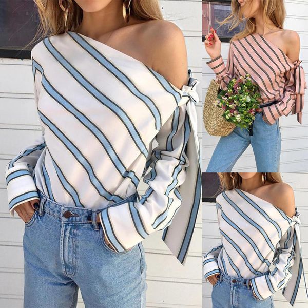 womens blouses shirts designer women shirt clothing elegant fashion lady off shoulder lace up unique stripe shirts casual vacation preferre, White
womens blouses shirts designer women shirt clothing elegant fashion lady off shoulder lace up unique stripe shirts casual vacation preferre, White