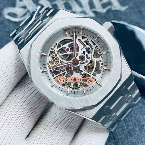 hollow out mens watch automatic mechanical watches 41mm sapphire business wristwatches men wristwatch super luminous montre de luxe, Slivery;brown
hollow out mens watch automatic mechanical watches 41mm sapphire business wristwatches men wristwatch super luminous montre de luxe, Slivery;brown