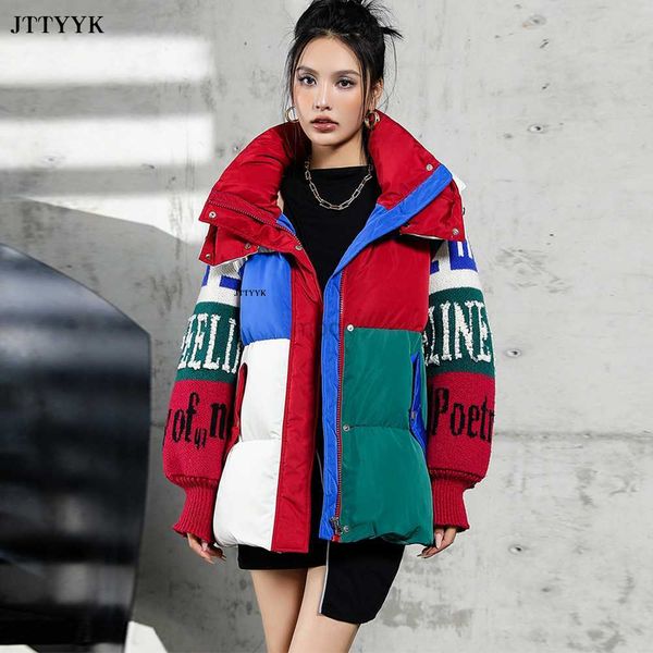 women's down parkas streetwear letter stitching fashion down jacket women's new hooded parka loose winter down coat female thick c, Black
women's down parkas streetwear letter stitching fashion down jacket women's new hooded parka loose winter down coat female thick c, Black