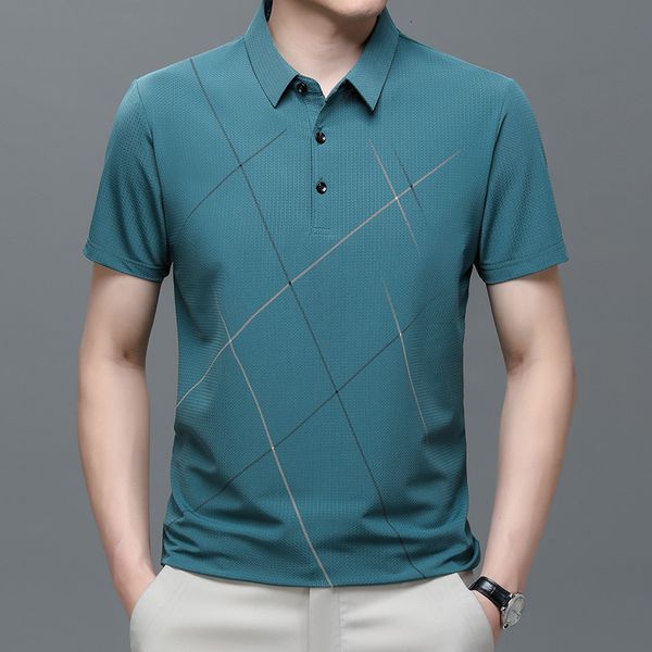 men's polos summer ice silk polo shirt tshirt short sleeve solid pullover business striped button casual vintage elegant 230718, White;black
men's polos summer ice silk polo shirt tshirt short sleeve solid pullover business striped button casual vintage elegant 230718, White;black