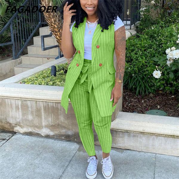 women s two piece pants fagadoer striped print set women sleeveless blazer coat and sashes outfits office lady elegant work 2pcs suits 23071, White
women s two piece pants fagadoer striped print set women sleeveless blazer coat and sashes outfits office lady elegant work 2pcs suits 23071, White