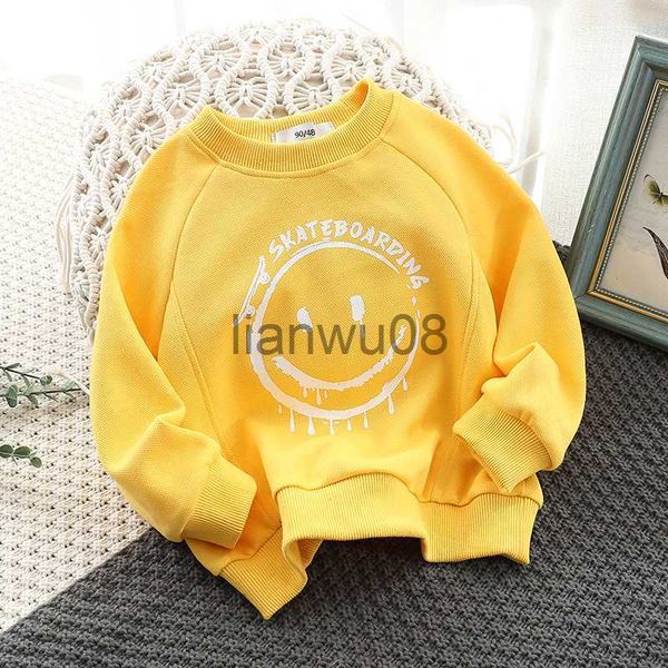 

t-shirts new children tshirt boys girls spring autumn pure cotton face sweater kids fashion 2 3 4 5 6 years infants clothes x0719, Blue