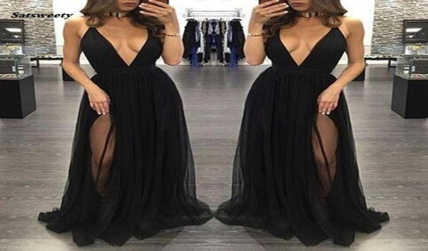 new high side split tulle prom dresses black deep v neck long women skirts formal party evening gowns vestidos de baile1219423
new high side split tulle prom dresses black deep v neck long women skirts formal party evening gowns vestidos de baile1219423