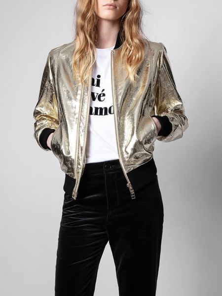 women's jackets autumn coated fabric silver casual fashion baseball jacket women short coat 230719, Black;brown
women's jackets autumn coated fabric silver casual fashion baseball jacket women short coat 230719, Black;brown