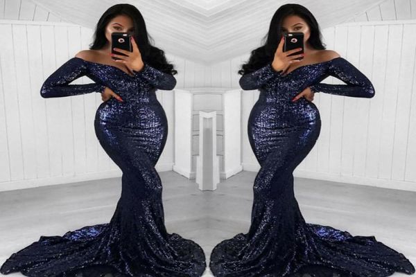 2019 navy blue sequined prom dress long sleeves formal pageant holidays wear graduation evening party gown custom made plus s2223312, Black
2019 navy blue sequined prom dress long sleeves formal pageant holidays wear graduation evening party gown custom made plus s2223312, Black
