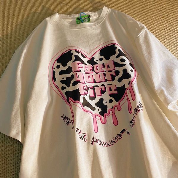 womens tshirt summer ins super dissolve love short sleeved tshirt loose casual all match men and women couple brand 230718, White
womens tshirt summer ins super dissolve love short sleeved tshirt loose casual all match men and women couple brand 230718, White
