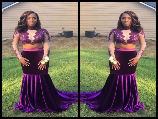 2018 two piece prom dresses long sleeve purple velvet evening dress long evening gowns lace party dress6126492, Black
2018 two piece prom dresses long sleeve purple velvet evening dress long evening gowns lace party dress6126492, Black