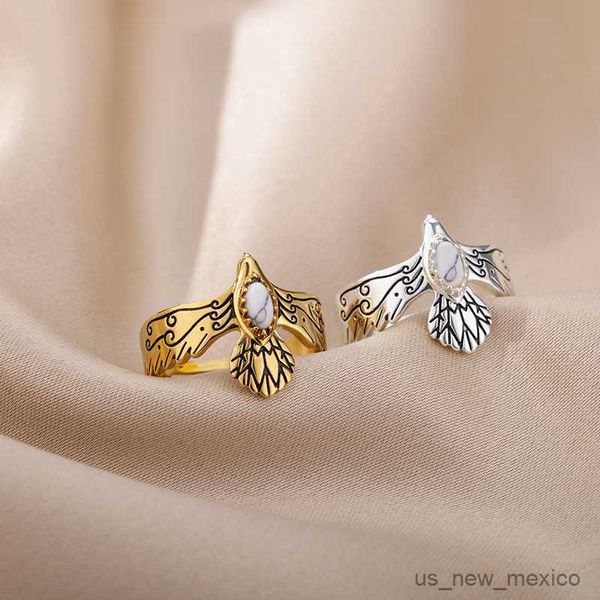 band rings vintage opal eagle rings for women stainless steel punk engraving animal couple ring fashion jewelry gift r230804, Silver
band rings vintage opal eagle rings for women stainless steel punk engraving animal couple ring fashion jewelry gift r230804, Silver