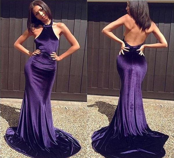 simple dark purple velvet backless prom dresses long halter count train mermaid party gowns custom made celebrity dresses evening 1082373, Black
simple dark purple velvet backless prom dresses long halter count train mermaid party gowns custom made celebrity dresses evening 1082373, Black