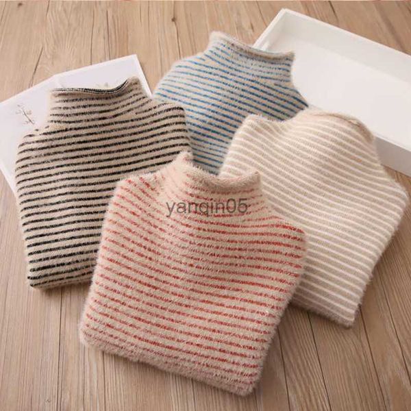 pullover 2022 autumn winter sweater for girl warm high collar children's sweater striped thick baby girl winter clothes hkd230719, Blue 
pullover 2022 autumn winter sweater for girl warm high collar children's sweater striped thick baby girl winter clothes hkd230719, Blue