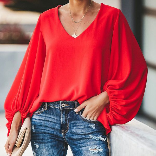 women s t shirt women blouses v neck long lantern sleeve blouse loose shirts elegent office ladies smooth casual solid color plus size 2307, White
women s t shirt women blouses v neck long lantern sleeve blouse loose shirts elegent office ladies smooth casual solid color plus size 2307, White