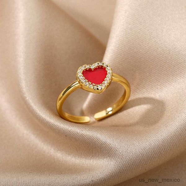 band rings colorful zircon heart rings for women open adjustable stainless crystal finger ring bling party couple jewerly r230719, Silver
band rings colorful zircon heart rings for women open adjustable stainless crystal finger ring bling party couple jewerly r230719, Silver