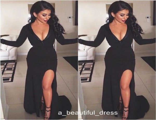 v neck black long sleeves side slit evening dresses mermaid prom dress formal women party gowns ed12499008890, Black;red
v neck black long sleeves side slit evening dresses mermaid prom dress formal women party gowns ed12499008890, Black;red