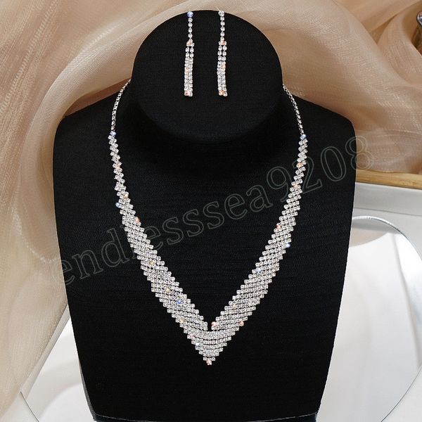 charm bridal jewelry sets for women rhinestones v shape choker necklace earrings sets fashion prom wedding jewelry gift set, Silver
charm bridal jewelry sets for women rhinestones v shape choker necklace earrings sets fashion prom wedding jewelry gift set, Silver