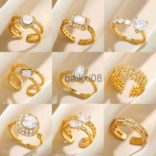 band rings zircon wedding rings for women gold color square heart adjustable stainless steel ring fashion party jewelry gift j230719, Silver
band rings zircon wedding rings for women gold color square heart adjustable stainless steel ring fashion party jewelry gift j230719, Silver